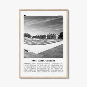 Northamptonshire Print Black and White, Northamptonshire Wall Art, Northamptonshire Poster, Northamptonshire Photo, Northamptonshire Map