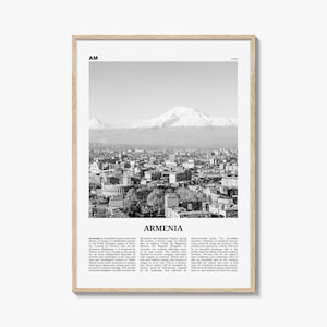 Armenia Poster Print Black and White, Mount Ararat Photo, Caucasus Wall Art Decor