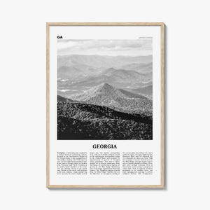 Impresión en blanco y negro de Georgia, Estados Unidos, n.º 1, arte mural de Georgia, póster de Georgia, foto de Georgia, decoración de pared de Georgia, Estados Unidos