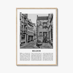 Impression noir et blanc n° 2 de la Belgique, art mural Belgique, affiche de la Belgique, photo de la Belgique, décoration de la Belgique, Bruxelles, Belgique, Belgique
