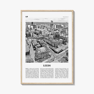 Leeds Print Schwarzweiß, Leeds Wandkunst, Leeds Poster, Leeds Foto, Yorkshire and the Humber, England, Großbritannien, Europa