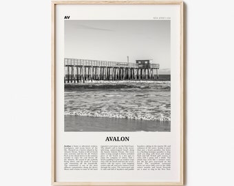 Avalon Print Black and White, Avalon Wall Art, Avalon Poster, Avalon Photo, Avalon Wall Décor, Avalon Map, New Jersey, USA, United States