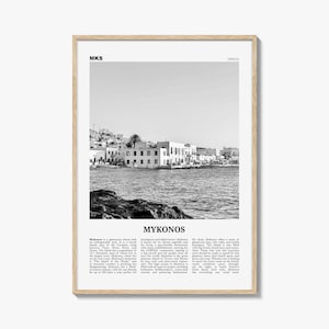 Impresión de Mykonos en blanco y negro, Arte de la pared de Mykonos, Cartel de Mykonos, Foto de Mykonos, Decoración de Mykonos, Grecia, Mikonos, Μύκονος, Ελληνική, Europa
