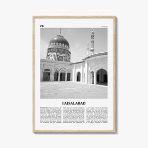 Faisalabad Print Black and White, Faisalabad Wall Art, Faisalabad Poster, Faisalabad Photo, Faisalabad Wall Décor, Faisalabad Map, Pakistan