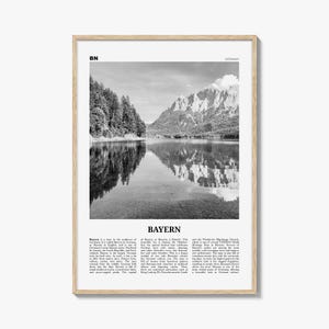 Impresión en blanco y negro del Bayern, arte mural del Bayern, póster del Bayern, foto del Bayern, decoración de pared del Bayern, mapa del Bayern, Alemania