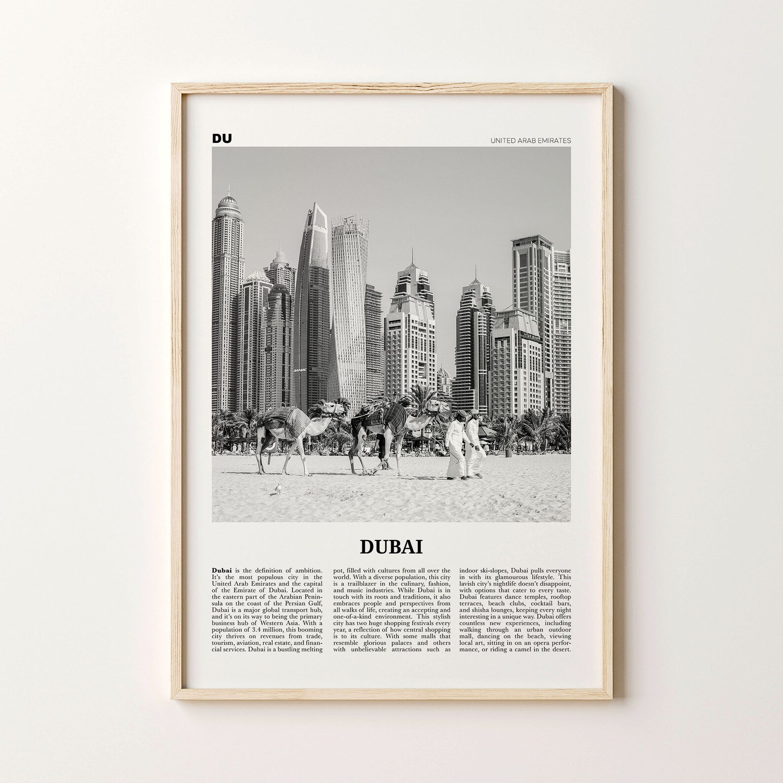Dubai Print Black and White Beach Dubai Wall Art Dubai Etsy
