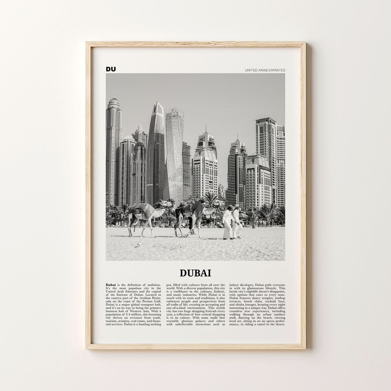 Dubai Print Black and White Beach Dubai Wall Art Dubai Etsy