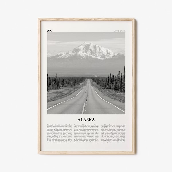 Alaska Print Black and White No 1, Alaska Wall Art, Alaska Poster, Alaska Photo, Alaska Wall Decor, USA, United States, North America