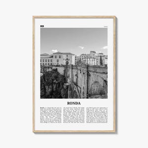 Ronda Poster Schwarz weiß, Ronda Wand Kunst, Ronda Poster, Ronda Foto, Ronda Wand Dekoration, Ronda Landkarte, Spanien