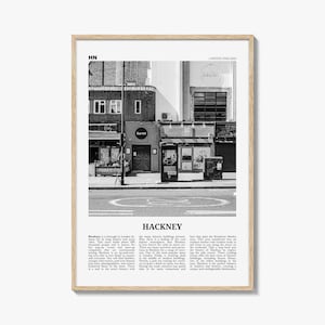 Hackney Print Black and White, Hackney Wall Art, Hackney Poster, Hackney Photo, Hackney Wall Décor, Hackney Map, London, England