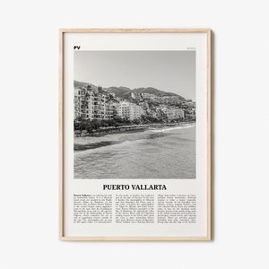 Impresión de Puerto Vallarta en blanco y negro, Arte de la pared de Puerto Vallarta, Cartel de Puerto Vallarta, Foto de Puerto Vallarta, México