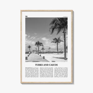 Turks and Caicos Islands Print Black and White, Turks and Caicos Wall Art, Turks and Caicos Poster, Turks and Caicos Photo