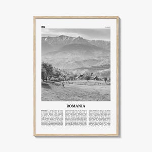 ルーマニアのポスタープリント（白黒）、カルパティア山脈の写真、ヨーロッパ旅行の壁アート、自然