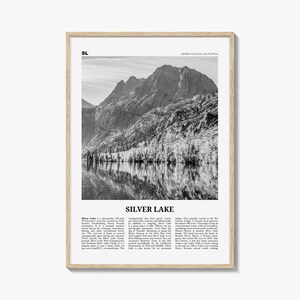 Impressão Silver Lake em preto e branco Sierra Nevada, arte de parede Silver Lake, pôster Silver Lake, foto Silver Lake, decoração Silver Lake, Califórnia