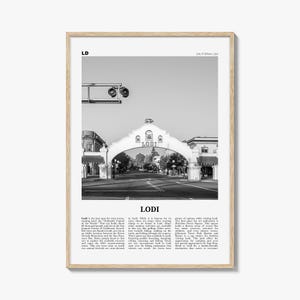 ロディの白黒プリント、ロディの壁アート、ロディのポスター、ロディの写真、ロディの壁装飾、ロディの地図、カリフォルニア州、米国
