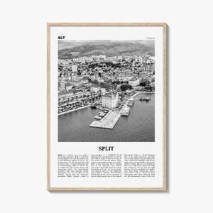 Split Poster Print Black and White, Croatia Photo, Dalmatian Coast Wall Art