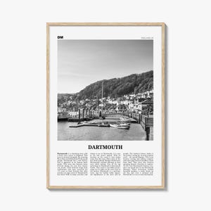 Impresión en blanco y negro de Dartmouth, Inglaterra, arte mural de Dartmouth, póster de Dartmouth, fotografía de Dartmouth, decoración de Dartmouth, mapa de Dartmouth, Reino Unido
