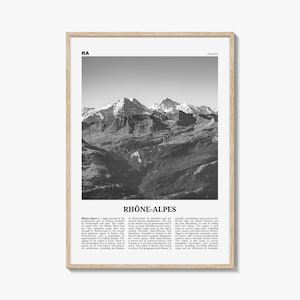 Rhone Alpes Print Black and White, Rhône-Alpes Wall Art, Rhône-Alpes Poster, Rhône-Alpes Photo, Rhône-Alpes Wall Décor, Rhône-Alpes Map