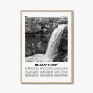 Hennepin County Print Black and White, Hennepin County Wall Art, Hennepin County Poster, Hennepin Photo, Hennepin Wall Décor, Hennepin Map