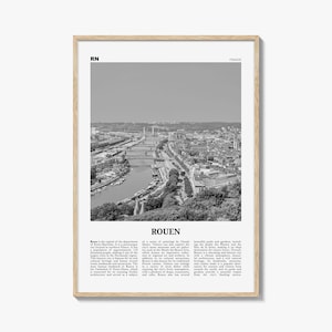 Rouen Print Schwarzweiß, Rouen Wandkunst, Rouen Poster, Rouen Foto, Rouen Wanddekoration, Rouen Karte, Frankreich