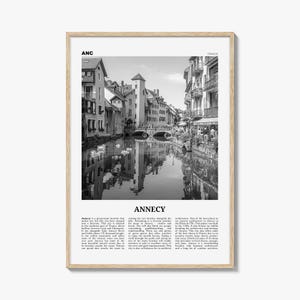 Annecy Print schwarz und weiß, Annecy Wandkunst, Annecy Poster, Annecy Karte, Annecy Karte, Frankreich
