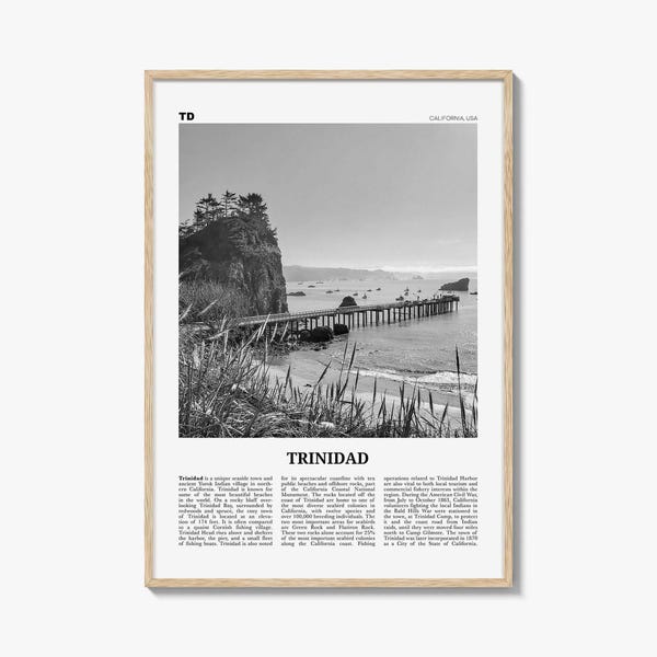 Trinidad Poster Print Black and White, Trinidad Pier Photo, California Wall Art