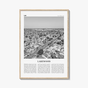 Lakewood Print Black and White, Lakewood Wall Art, Lakewood Poster, Lakewood Photo, Lakewood Map, Lakewood Wall Decor, California, USA