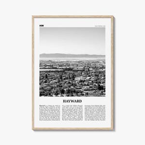Hayward Print Black and White, Hayward Wall Art, Hayward Poster, Hayward Photo, Hayward Wall Décor, Hayward Map, California, USA