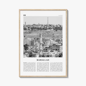 Ramallah Print Black and White, Ramallah Wall Art, Ramallah Poster, Ramallah Photo, Ramallah Wall Décor, Ramallah Map, Palestine