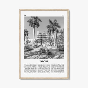 Indore Print Black and White, Indore Wall Art, Indore Poster, Indore Photo, Indore Wall Décor, Indore Map, India