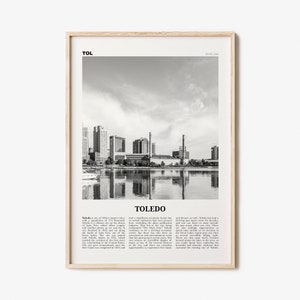 Toledo Print Black and White, Toledo Wall Art, Toledo Poster, Toledo Photo, Toledo Wall Décor, Ohio, USA, United States