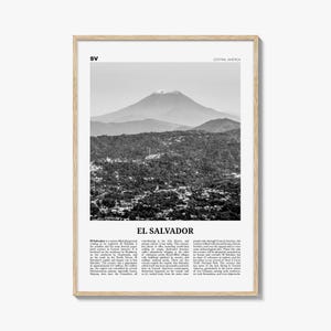El Salvador Print Black and White No 1, El Salvador Wall Art, El Salvador Poster, El Salvador Photo, San Salvador, Central America