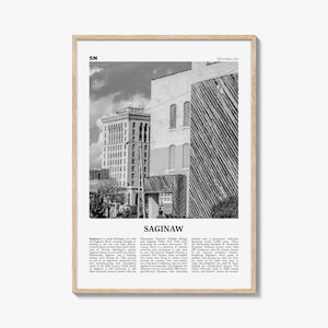 Saginaw Print Black and White, Saginaw Wall Art, Saginaw Poster, Saginaw Photo, Saginaw Map, Saginaw Wall Decor, Michigan, USA United States