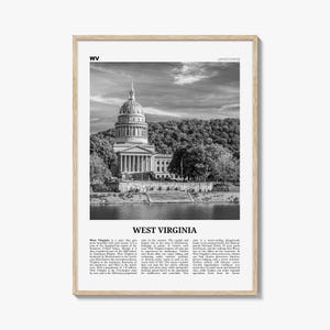 West Virginia Print Black and White No 2, West Virginia Art, West Virginia Poster, West Virginia Photo, West Virginia Map