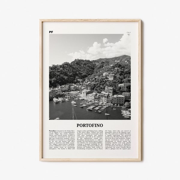 Portofino Print Black and White, Portofino Wall Art, Portofino Poster, Portofino Photo, Portofino Wall Décor, Portofino Map, Italy