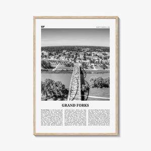 Grand Forks Poster Print Black and White, Sorlie Bridge Photo, North Dakota Wall Art
