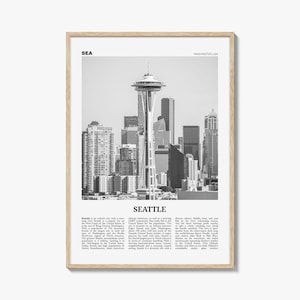 Seattle Print Black and White No 2, Seattle Wall Art, Seattle Poster, Seattle Photo, Seattle Decor, Washington, USA, United States