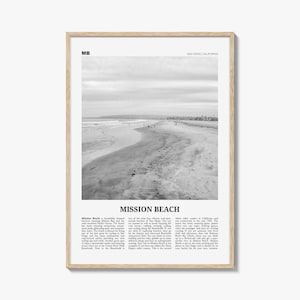 Mission Beach Druck Schwarz und Weiß San Diego No 2, Mission Beach Wandkunst, Mission Beach Poster, Mission Beach Foto, Kalifornien, USA