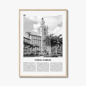 Coral Gables print zwart-wit, Coral Gables muurkunst, Coral Gables poster, Coral Gables foto, Coral Gables wanddecoratie, Florida, VS