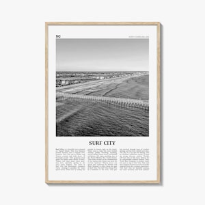Surf City Print Black and White, Surf City Wall Art, Surf City Poster, Surf City Photo, Surf City Wall Décor, North Carolina, USA