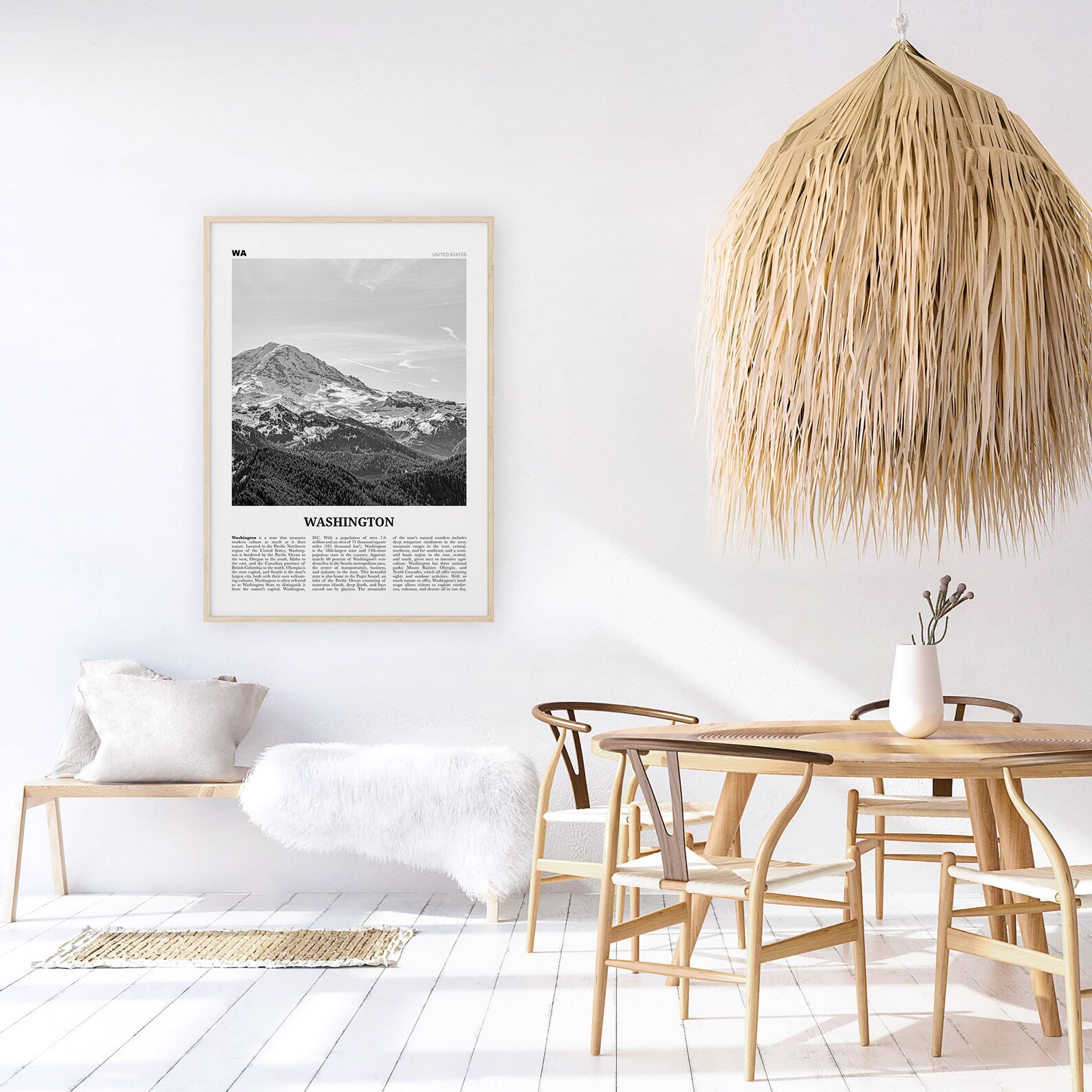 Washington State Print Black and White Mountain Washington - Etsy