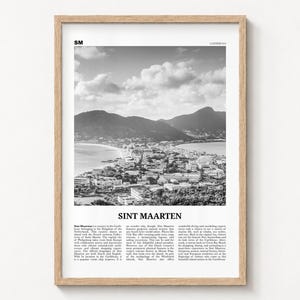 Póster de Sint Maarten, lámina decorativa en blanco y negro para pared.