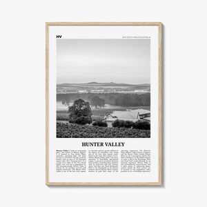 Hunter Valley print zwart-wit, Hunter Valley kunst aan de muur, Hunter Valley poster, Hunter Valley foto, Hunter Valley kaart, Australië