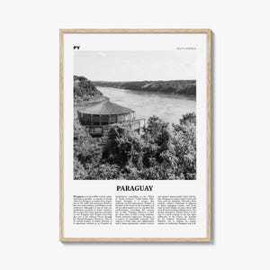 Paraguay Poster Print Black and White, South America Travel Wall Art, River View Photography