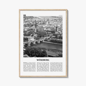 Impresión de Wurzburgo en blanco y negro No 1, Arte de la pared de Wurzburgo, Cartel de Wurzburgo, Foto de Wurzburgo, Mapa de Wurzburgo, Decoración de la pared de Wurzburgo, Alemania