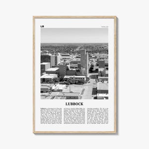 Lubbock Print Black and White, Lubbock Wall Art, Lubbock Poster, Lubbock Photo, Lubbock Wall Décor, Texas, USA, United States