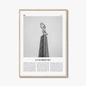 Luxembourg Print Black and White No 2, Luxembourg Wall Art, Luxembourg Poster, Luxembourg Photo, Luxembourg Wall Décor, Luxembourg Map,