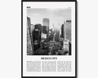 Mexico City Poster, Black and White Photo Print, Travel Newspaper Wall Art, Home Decor