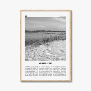 Mississippi print zwart-wit nr. 2, Mississippi Art, Mississippi poster, Mississippi foto, Mississippi decor, Mississippi kaart