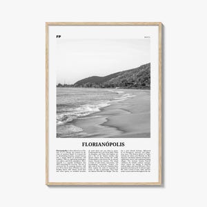 Impressão de Florianópolis em preto e branco, arte de parede de Florianópolis, pôster de Florianópolis, foto de Florianópolis, decoração de parede de Florianópolis, Brasil